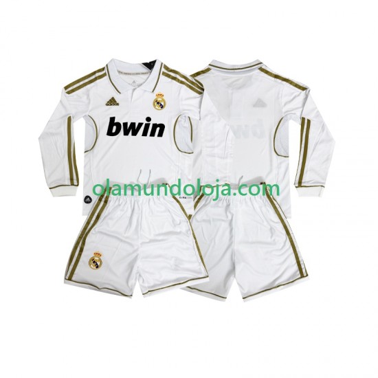Camisola Real Madrid 2012 Retro Criança Equipamento Primeiro 2011 Manga Comprida